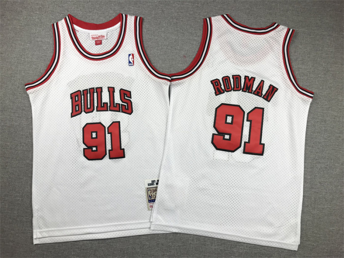 Chicago Bulls Kids Jersey White Classic 97/98 RODMAN NO.91 RODMAN