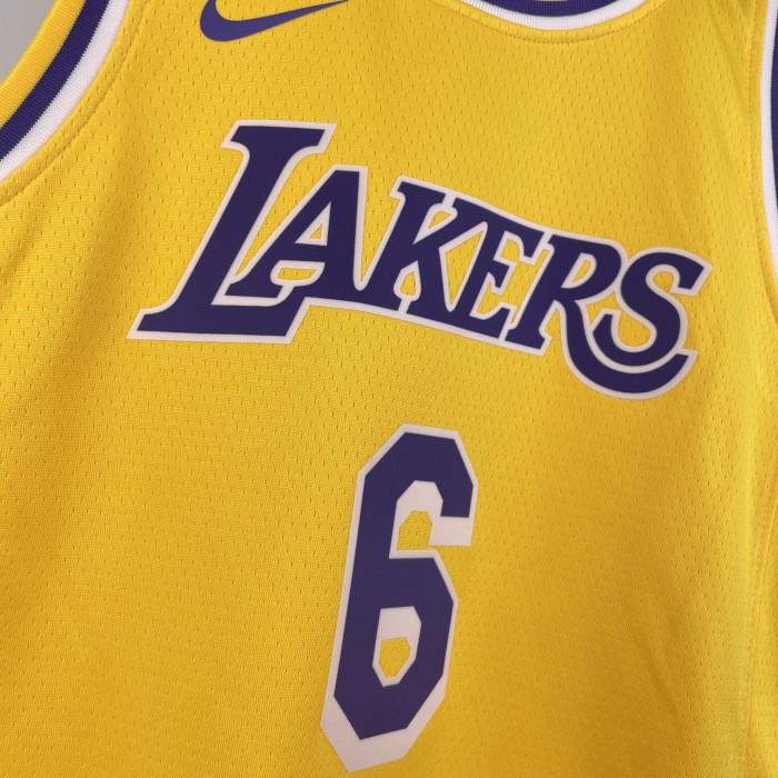 Los Angeles Lakers Kids Jersey Yellow Icon Edition 22/23 NO.6 JAMES