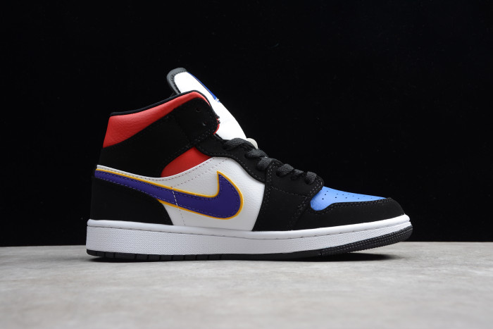 Air Jordan 1 Mid Lakers Top 3 Purple White Gym Red Blue 852542-005