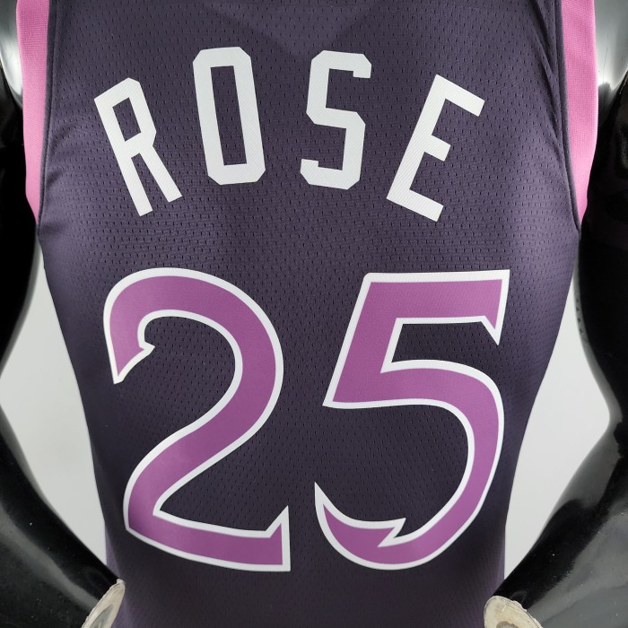 Derrick Rose Minnesota Timberwolves Swingman Jersey Black and Purple