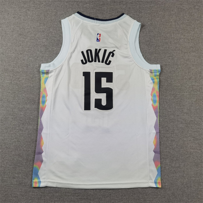 Denver Nuggets Kid Jersey White City Edition 24/25 NO.15 JOKIC