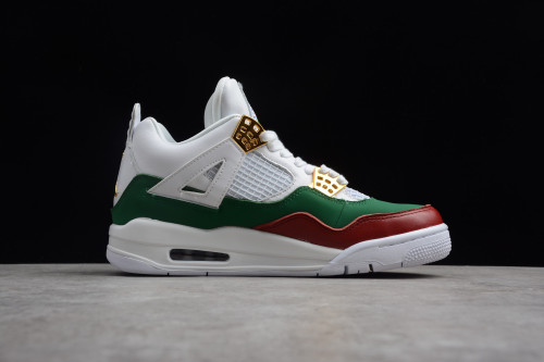 Air Jordan 4 GG White/Green-Red-Gold 308599-111