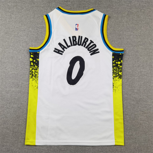 Indiana Pacers Kids Jersey White City Edition 23/24season NO.0 HALIBURTON