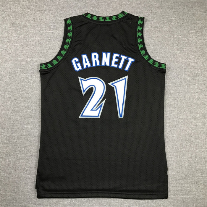 Minnesota Timberwolves Kids Jersey Black Vintage Edition  90s NO.21 GARNETT
