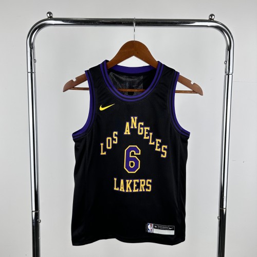 Los Angeles Lakers Kids Jersey City Edition 2023 No. 6 JAMES