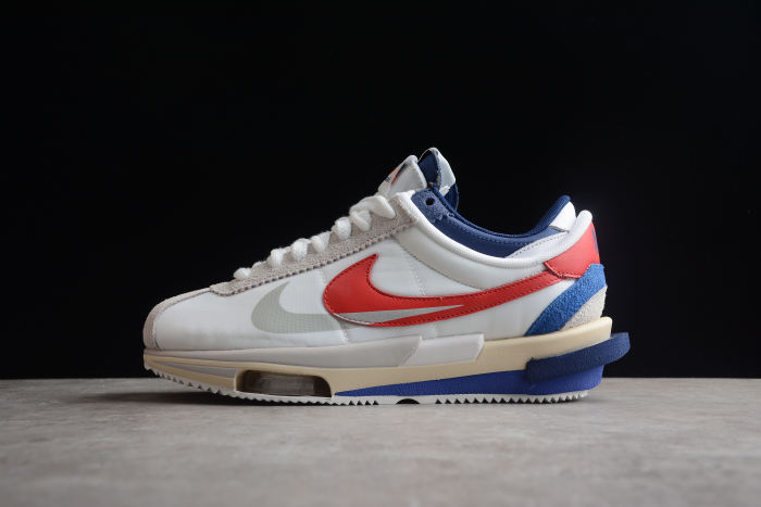 sacai × Nike Zoom Cortez White and University Red DQ0581-100