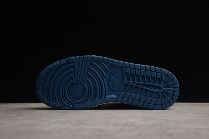 Air Jordan 1 Mid French Blue Women Sneakers White Gym-Red Sail