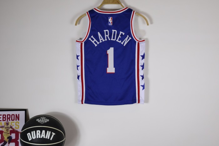 Philadelphia 76ers KIds Jersey Blue Icon Edition 22/23 NO.1 HARDEN