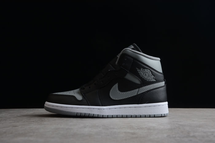 Air Jordan 1 Mid Shadow Sneakers Grey Black Particle-Grey