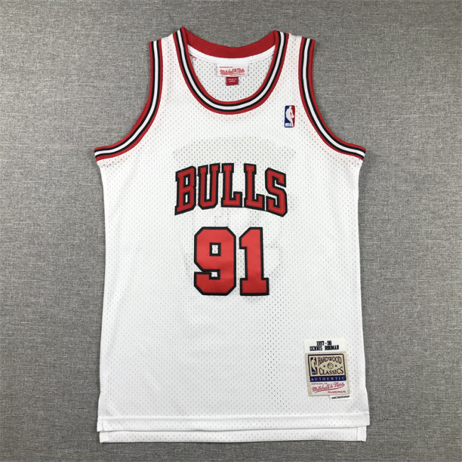Chicago Bulls Kids Jersey White Classic 97/98 RODMAN NO.91 RODMAN
