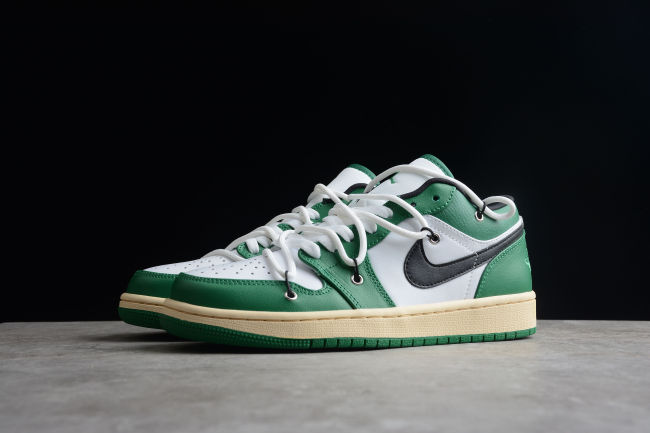Air Jordan 1 Low Custom 'Green Stadium' Black White