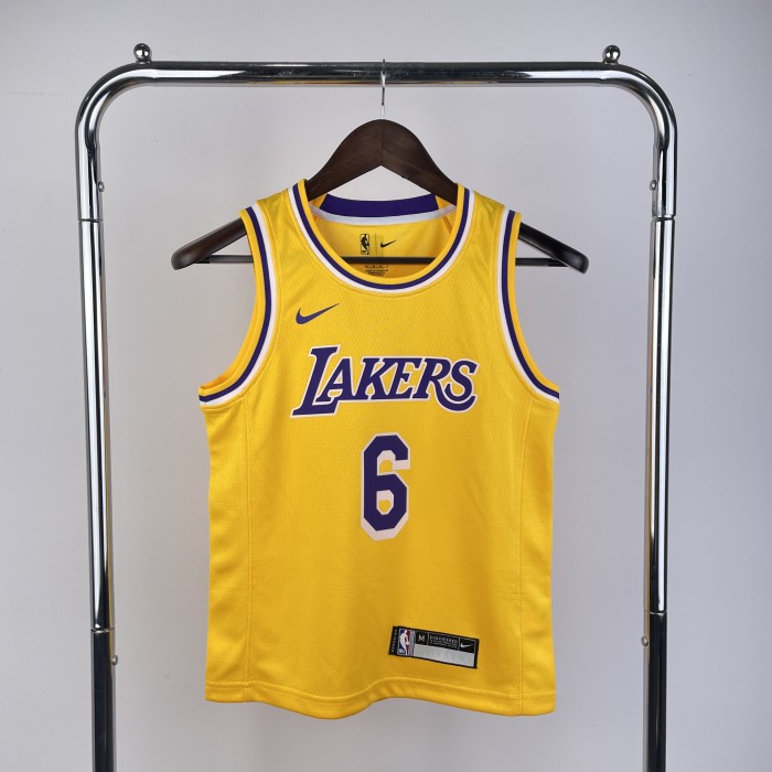 Los Angeles Lakers Kids Jersey Yellow Icon Edition 22/23 NO.6 JAMES