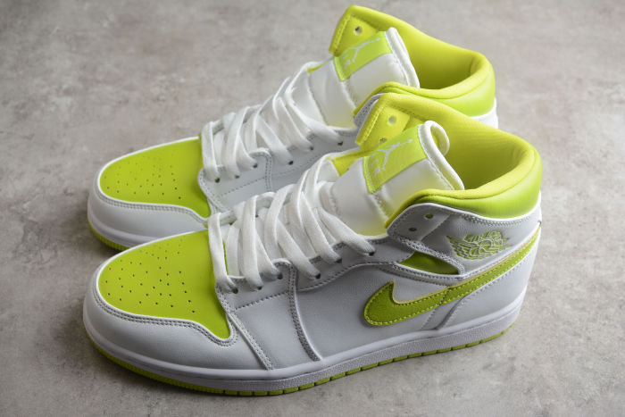 Air Jordan 1 Mid White Lime Women Sneakers