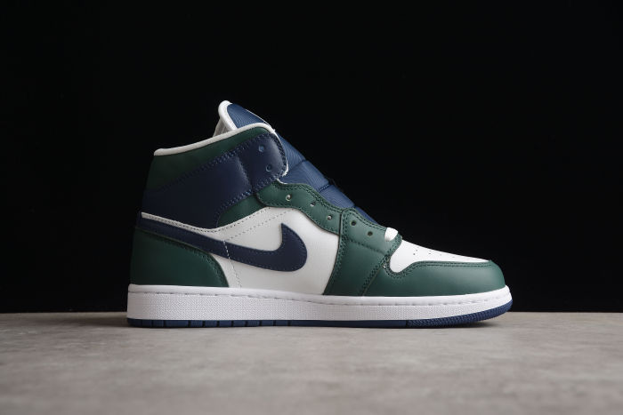 Air Jordan 1 Mid SE Noble Green Women Sneakers White Midnight-Navy