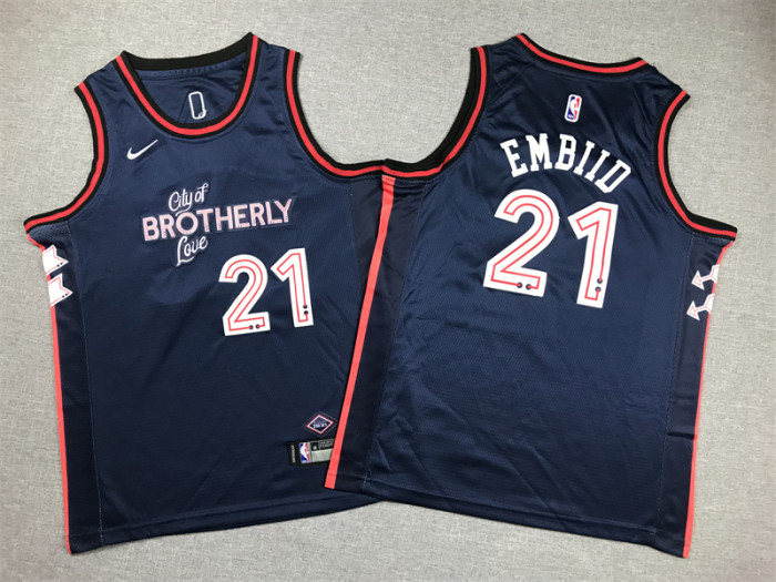 Philadelphia 76ers KIds Jersey Blue City Edition 23/24 NO.21 EMBIID