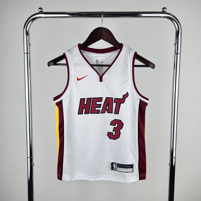 Miami Heat Kids Jersey White 22/23  No. 3 Wade