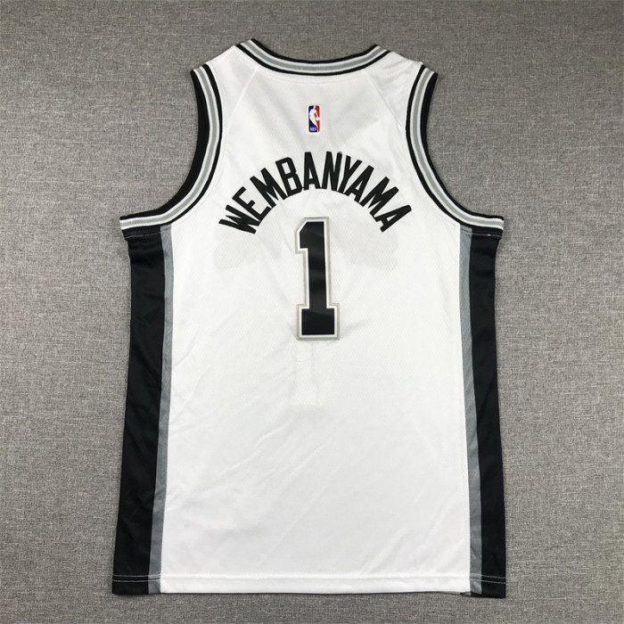 San Antonio Spurs KIds Jersey White Throwback 98/99 NO.1 WEMBAMYAMA