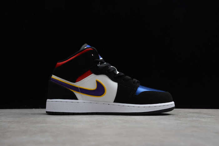 Air Jordan 1 Mid Lakers Top 3 Satin Purple Swish BQ6931-005