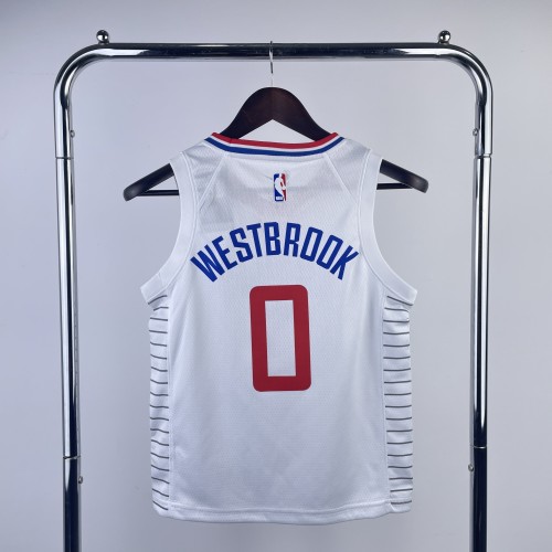 LA Clippers  Kids Basketball Jersey White Icon Edition No.0 WESTBROOK