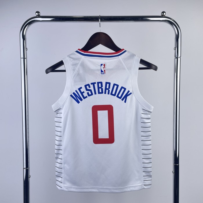 LA Clippers  Kids Basketball Jersey White Icon Edition No.0 WESTBROOK