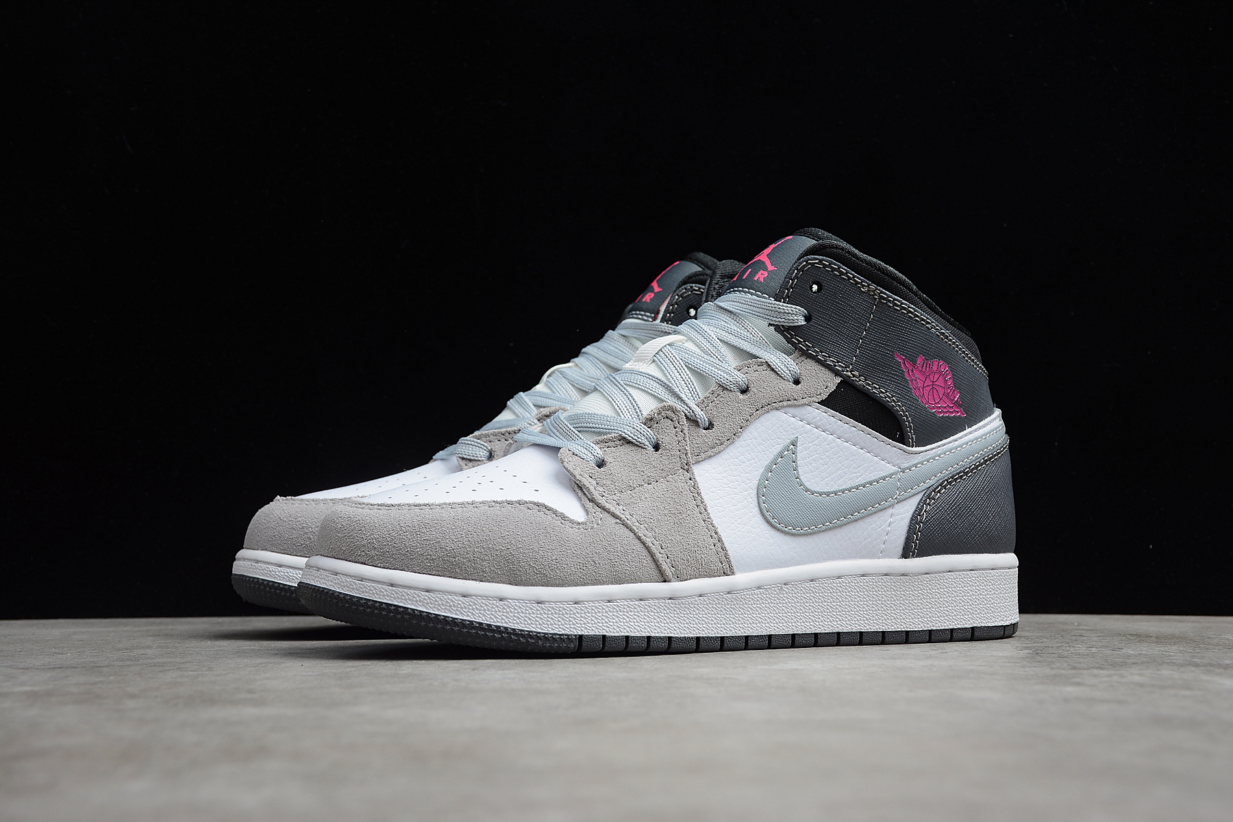 Air Jordan 1 Mid GS ' Grey Hyper Pink' White
