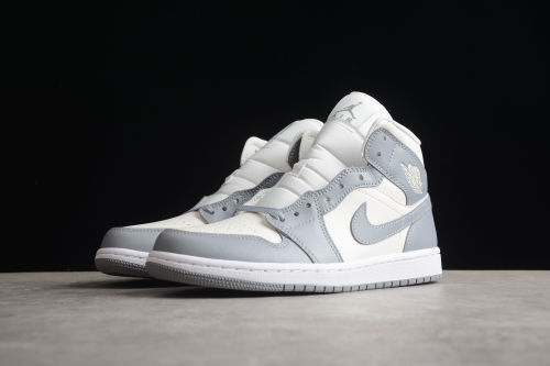 Air Jordan 1 Mid Stealth Grey Sail White