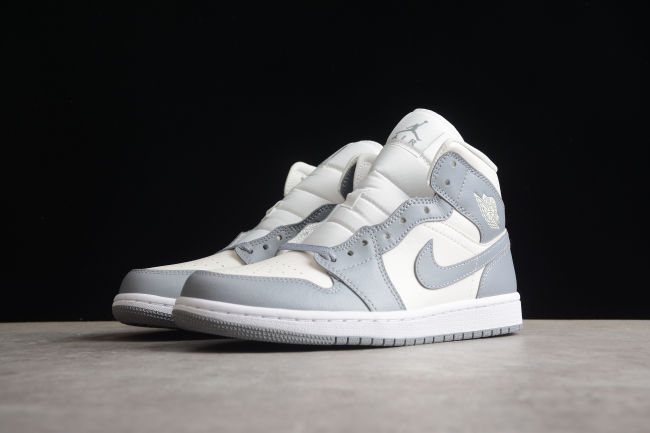 Air Jordan 1 Mid Stealth Grey Sail White