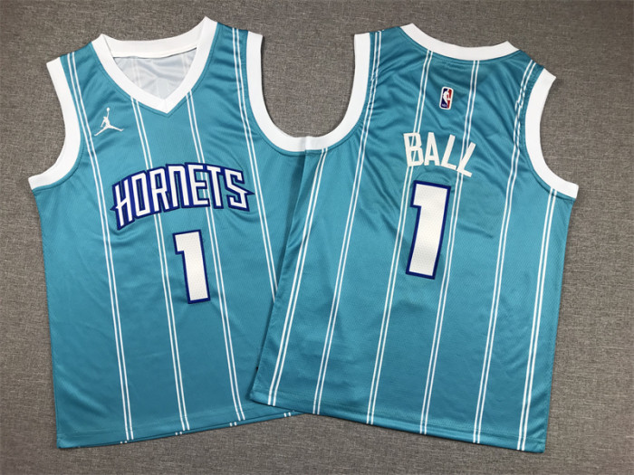 Charlotte Hornets Kids Jersey Blue Lcon Edition 22/23 NO.1 BULL