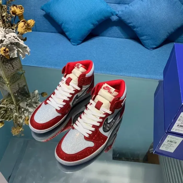 Air Jordan 1 Diamond DIY Red White