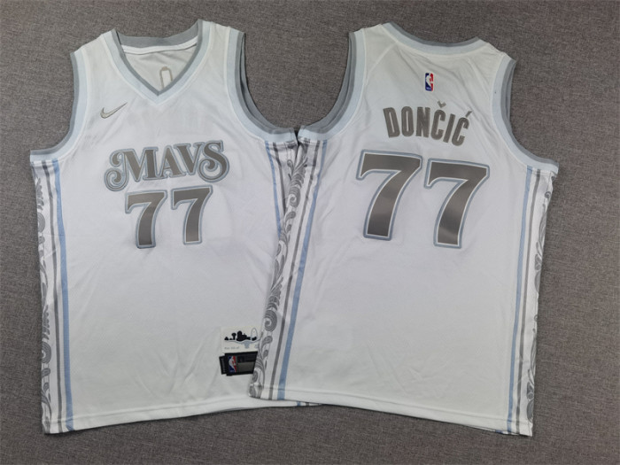 Dallas Mavericks Kid Jersey White City Edition 24/25 NO.77 Dončić