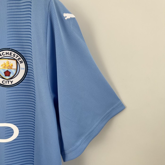 Manchester City Home Man Jersey 23/24 With CHAMPIONS OF EUROPE 23 Printing