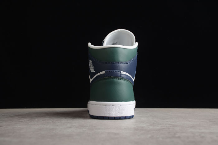 Air Jordan 1 Mid SE Noble Green Women Sneakers White Midnight-Navy
