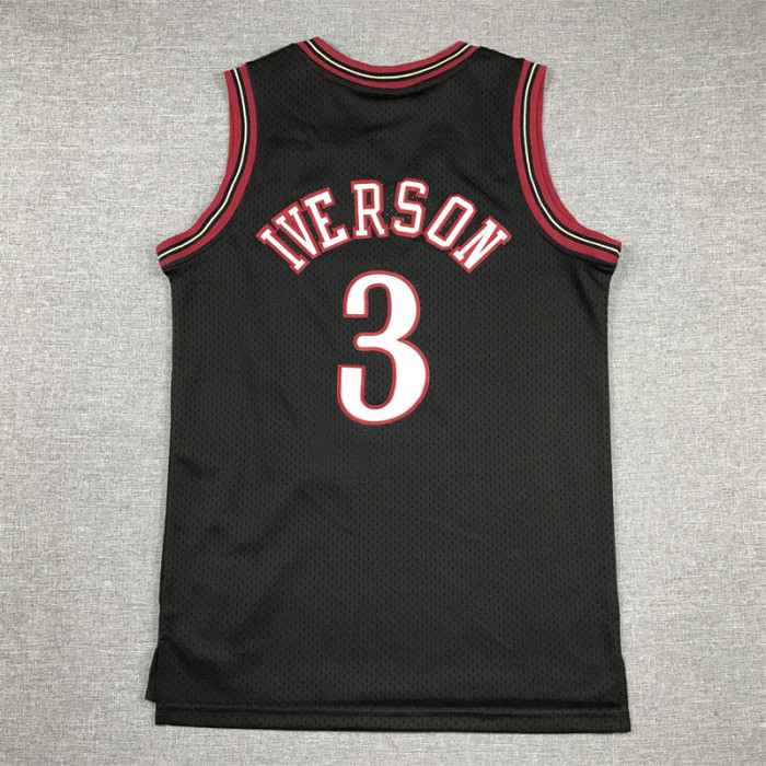 Philadelphia 76ers KIds Jersey Black Retro 00/01 NO.3 IVERSON