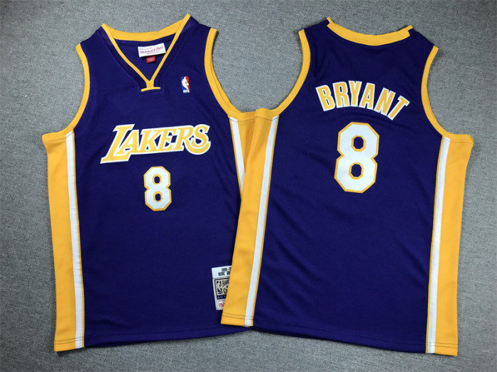 Los Angeles Lakers Kids Jersey Purple V-neck Vintage 90s NO.8 BRYANT