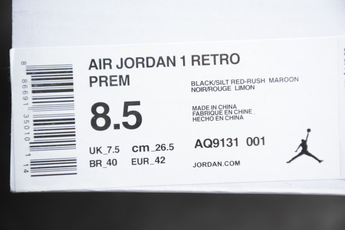 Air Jordan 1 Retro High PRM Black Silt Red AQ9131 001