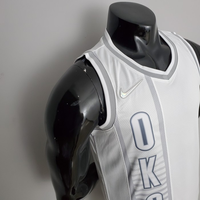 Russell Westbrook Oklahoma City Thunder 75th Anniversary 2022 City Edition Swingman Jersey White