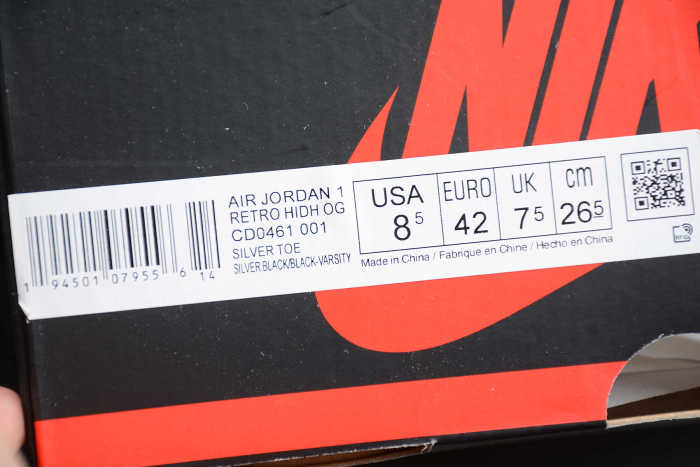 Air Jordan 1 Retro High Silver Toe (W) CD0461-001