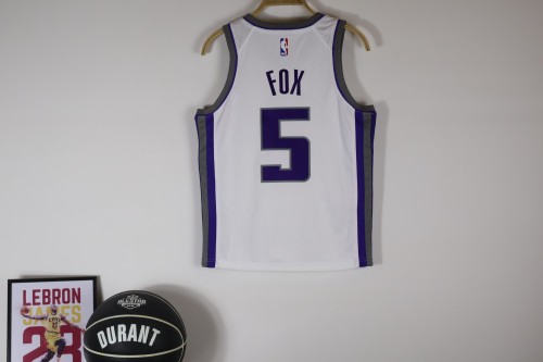 Sacramento Kings Kids Jersey White Association Edition 22/23 NO.5 FOX