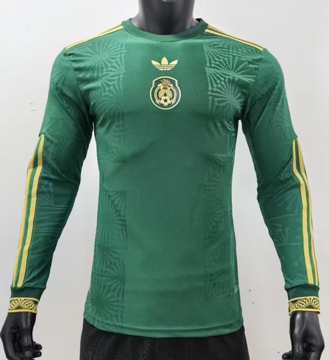 Mexico Gold Man Player Long Sleeve Jersey 25/26 Green