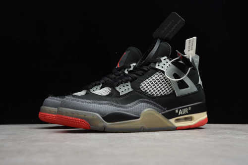 Off-White x Air Jordan 4 Retro Black Red CV9388-001