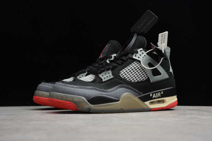 Off-White x Air Jordan 4 Retro Black Red CV9388-001