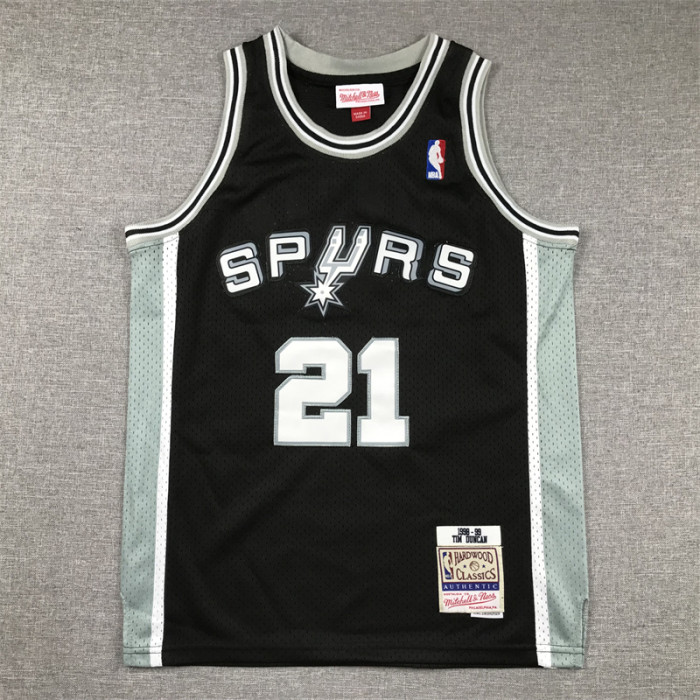 San Antonio Spurs KIds Jersey BlackThrowback 98/99 NO.21 DUNCAN