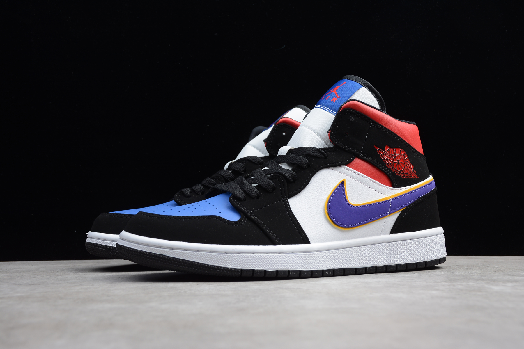 Air Jordan 1 Mid Lakers Top 3 Purple White Gym Red Blue 852542-005