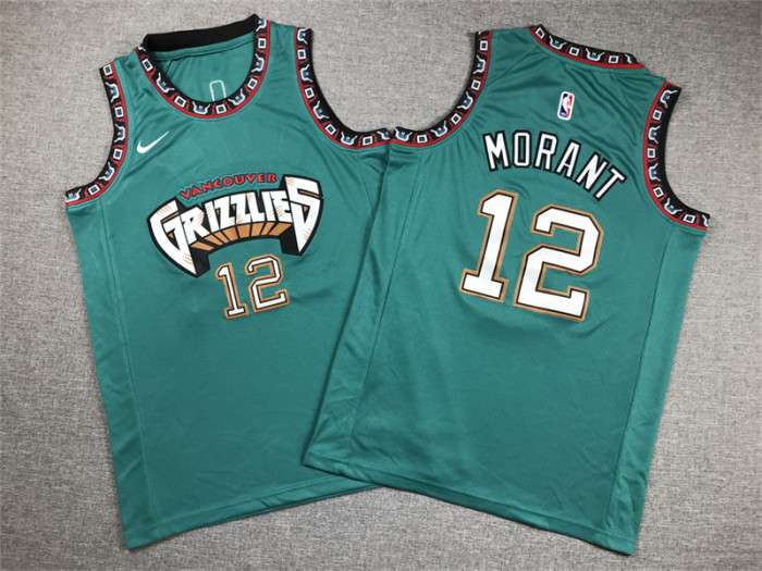Memphis Grizzlies Kids Basketball Jersey Green 24/25 NO.12 MORANT