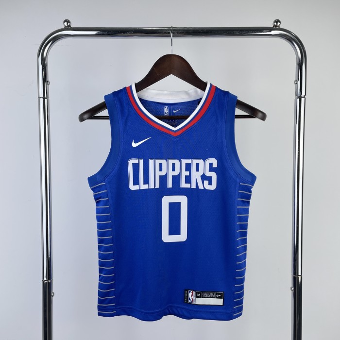 LA Clippers  Kids Basketball Jersey Blue Icon Edition No.0 WESTBROOK