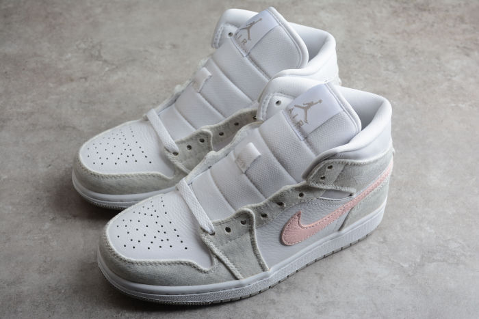 Air Jordan 1 Mid SE Light Iron Ore Women Sneakers White Atmosphere