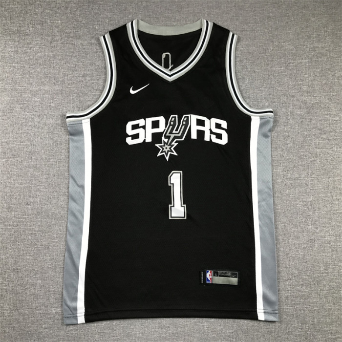 San Antonio Spurs KIds Jersey Black Throwback 98/99 NO.1 WEMBAMYAMA