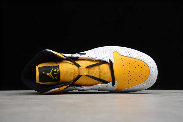 Air Jordan 1 Mid Perforated White University Gold BQ6472-107