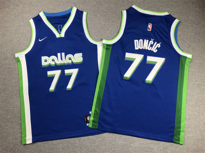 Dallas Mavericks Kid Jersey Blue City Edition 2023 NO.77 Dončić