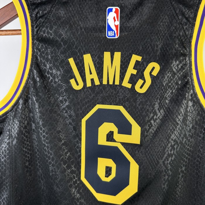Los Angeles Lakers KIds Jersey City Edition snake pattern Black No.6 JAMES